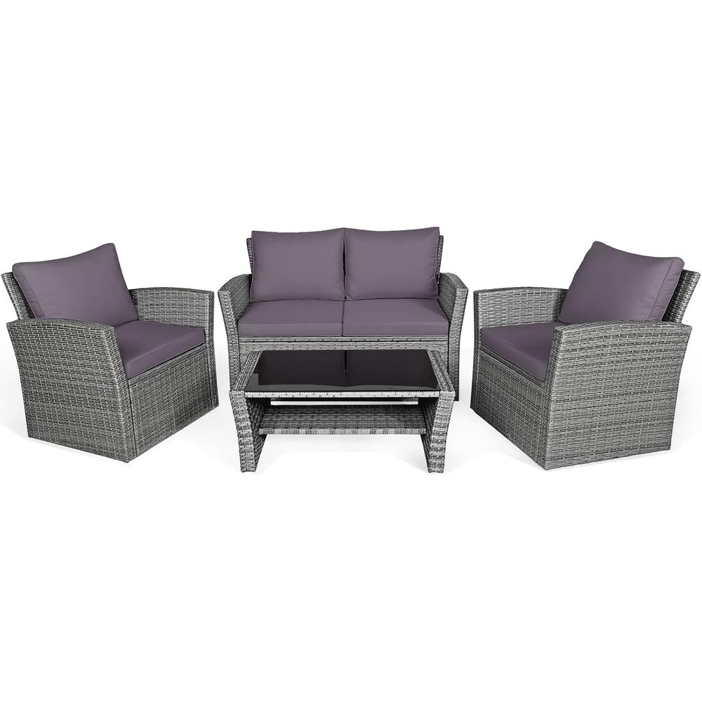 Outdoor Furniture Grey - All-Weather Grey Rattan Patio Furniture Set