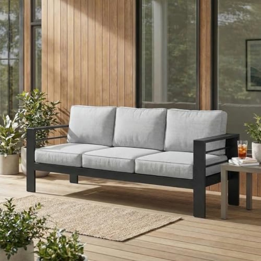 Outdoor Furniture Grey - Metal Patio Furniture Sofa for Garden,