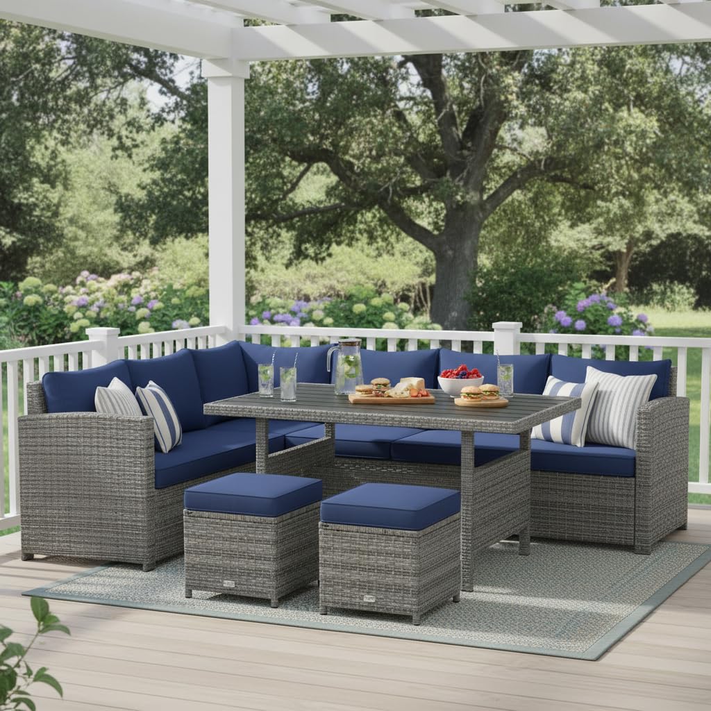 Outdoor Furniture Europe - 7 Piece All Weather Wicker Patio
