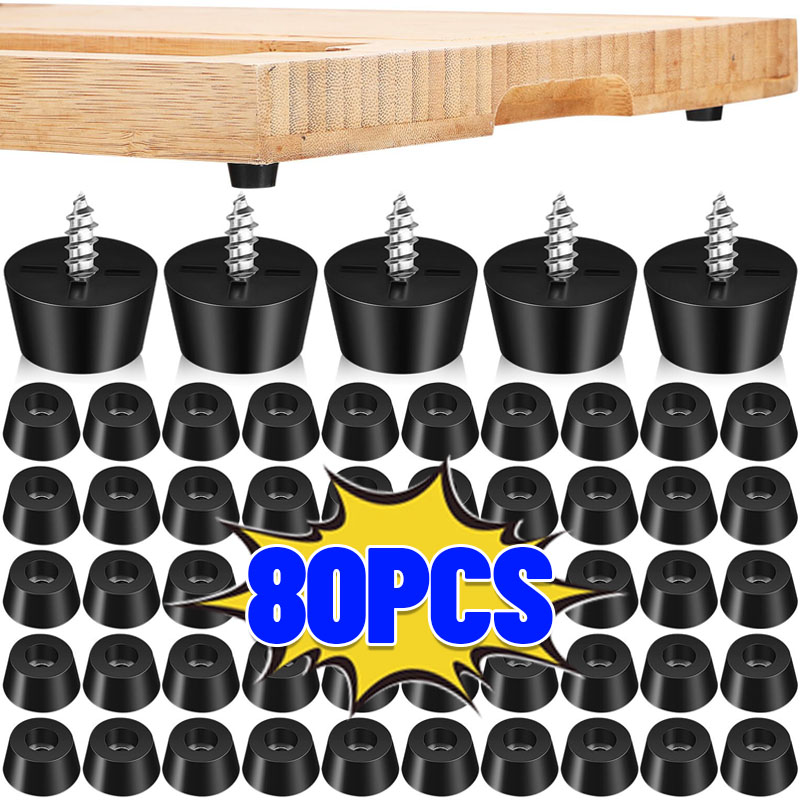 Outdoor Furniture Leg Protectors - 80/8Pcs Black Rubber Feet Pads Floor