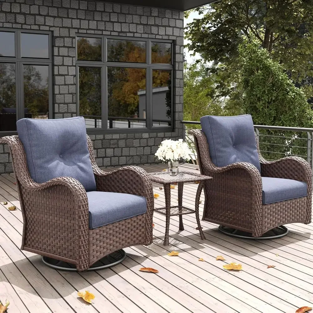 Outdoor Furniture Metal Chairs - 3-Piece Outdoor Patio Furniture Set: Rattan