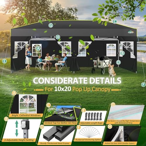 10x20 Pop Up Canopy with 6 Sid - Gazebo Pop Up のレビューと価格