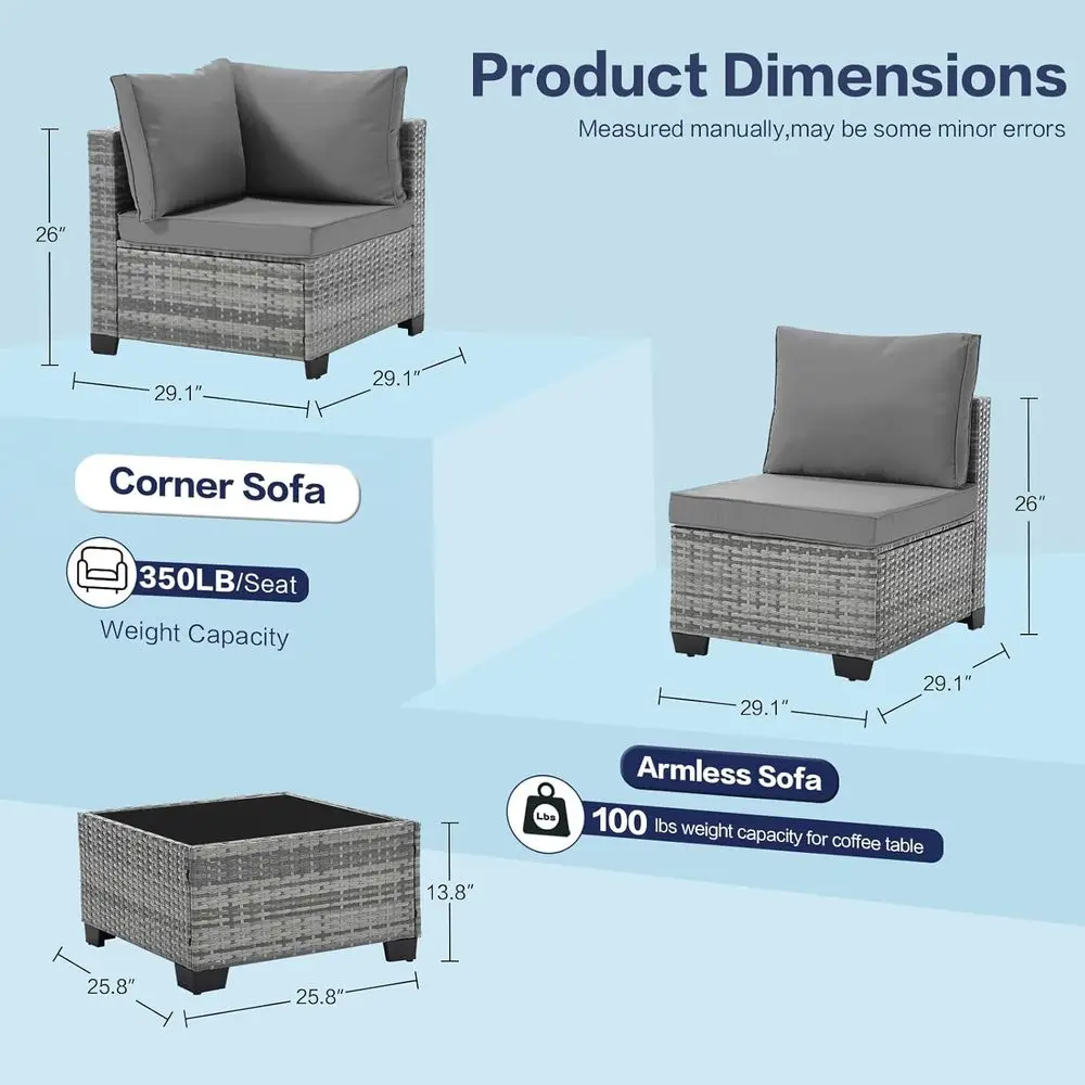 7-Piece Grey Rattan Outdoor Pa - Outdoor Furniture Grey のレビューと価格