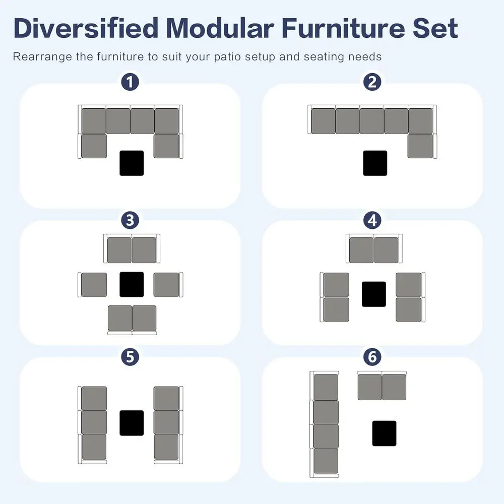 7-Piece Grey Rattan Outdoor Pa - Outdoor Furniture Grey のレビューと価格