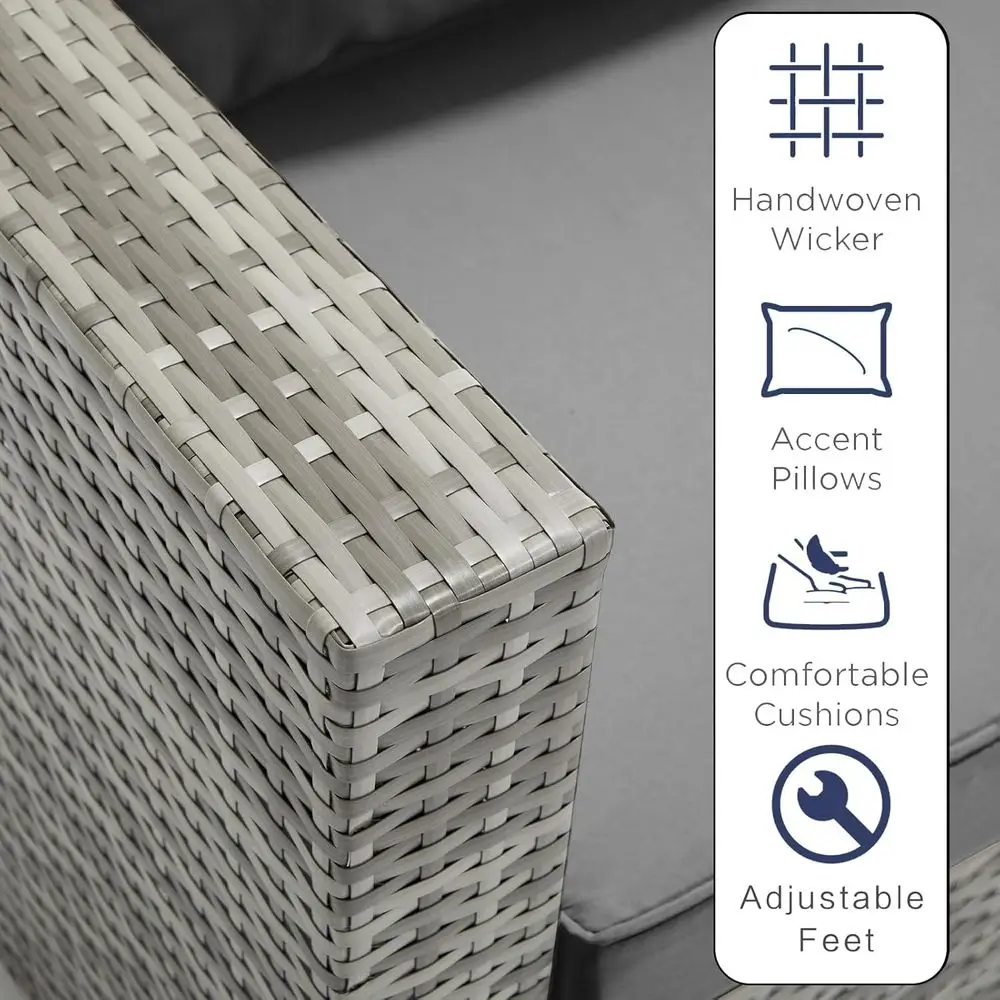 7-Piece Grey Rattan Outdoor Pa - Outdoor Furniture Grey のレビューと価格