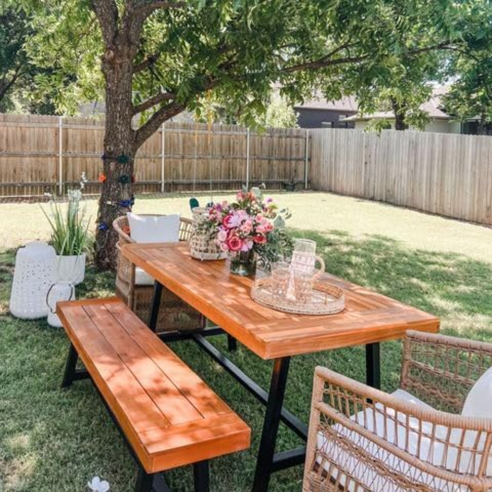 Outdoor Acacia Wood Bench, 63  - Outdoor Furniture Oil Teak のレビューと価格