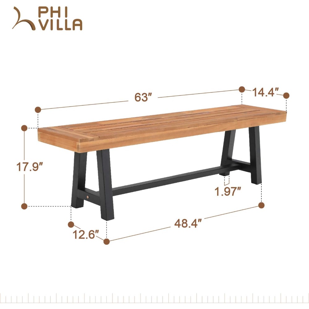 Outdoor Acacia Wood Bench, 63  - Outdoor Furniture Oil Teak のレビューと価格