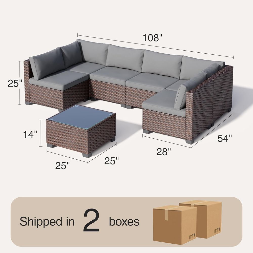7-Piece Outdoor Patio Wicker S - Outdoor Furniture Balcony のレビューと価格