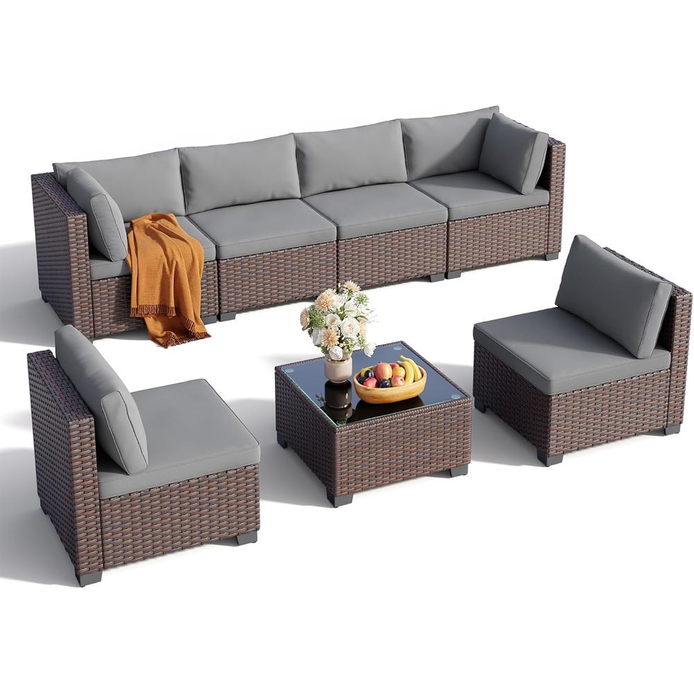 7-Piece Outdoor Patio Wicker S - Outdoor Furniture Balcony のレビューと価格