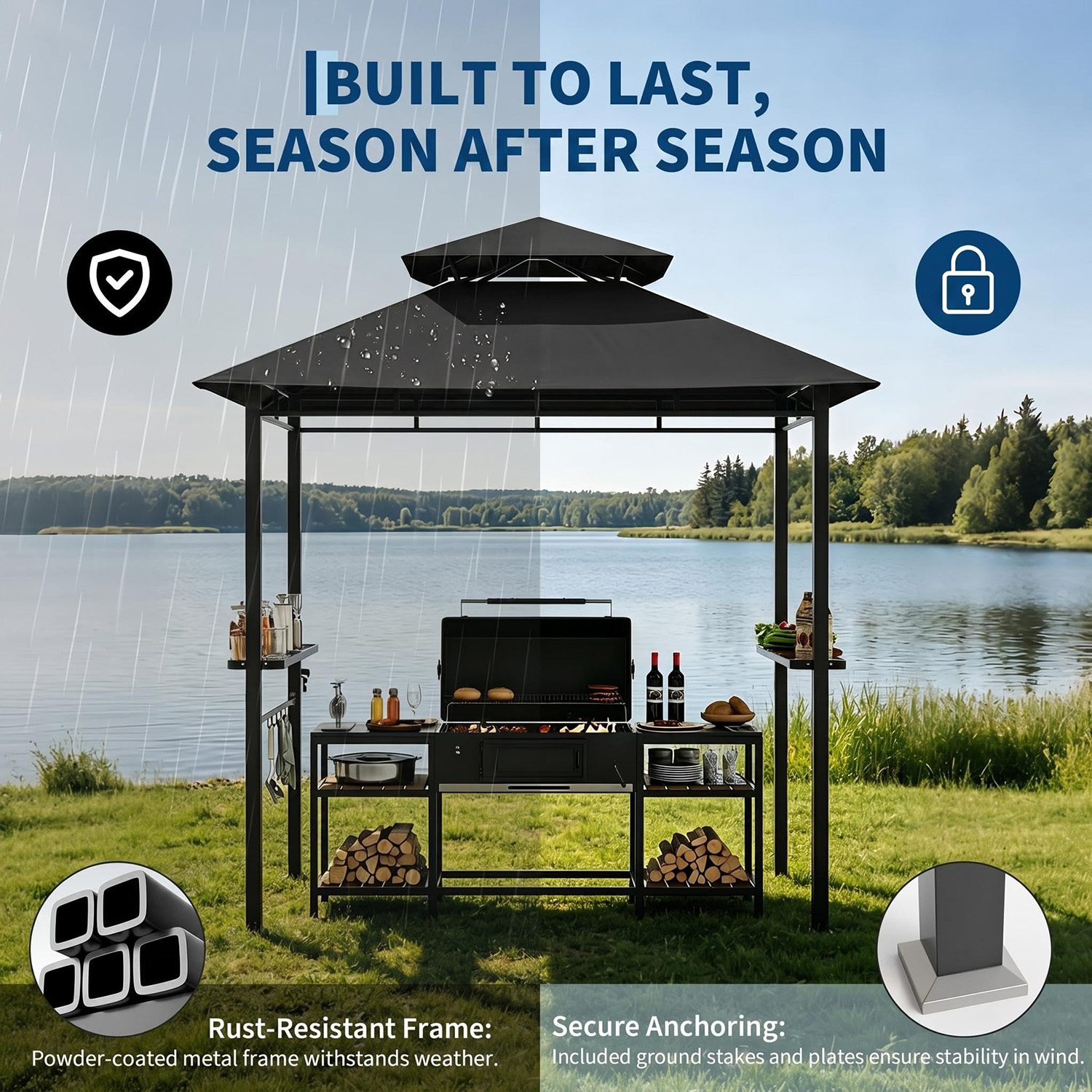 Outdoor BBQ Grill Gazebo 8x5 F - Gazebo Pop Up のレビューと価格