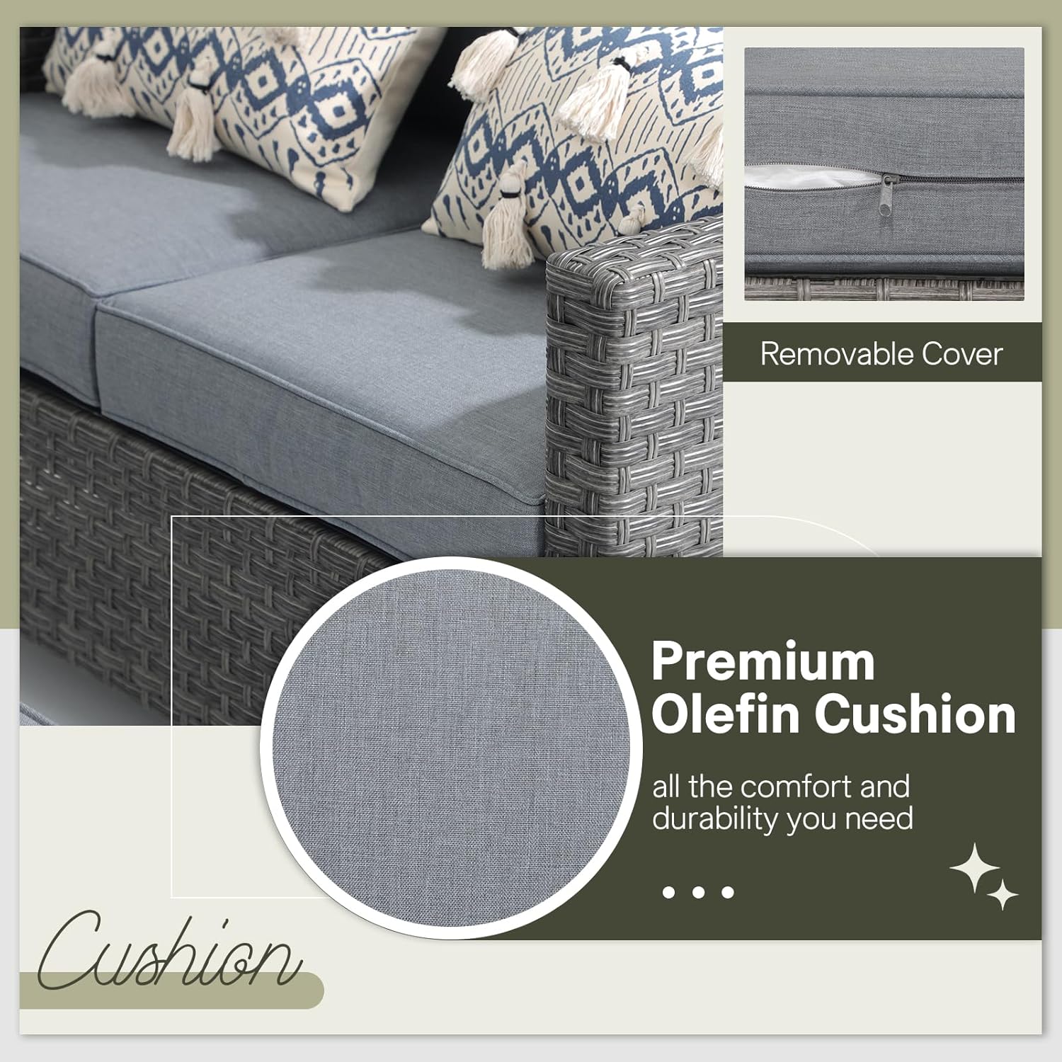 6pcs Grey PE Rattan Outdoor Se - Outdoor Furniture Grey のレビューと価格