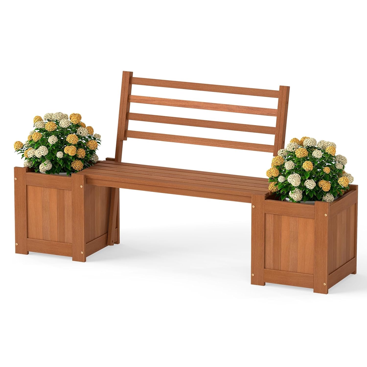 2-in-1 Wood Outdoor Bench with - Outdoor Furniture Oil Teak のレビューと価格
