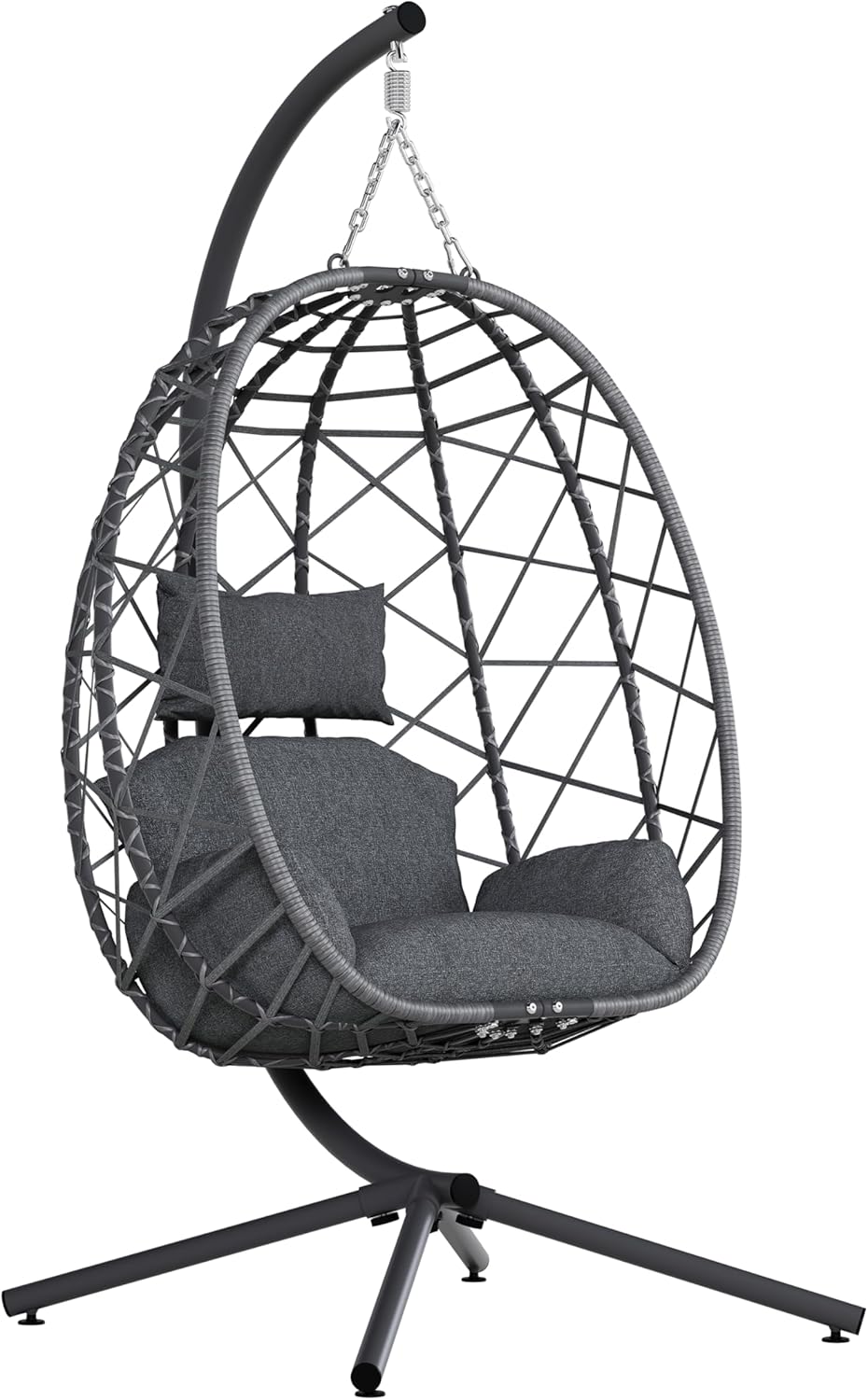 Hanging Egg Chair with Stand,  - Outdoor Furniture Grey のレビューと価格