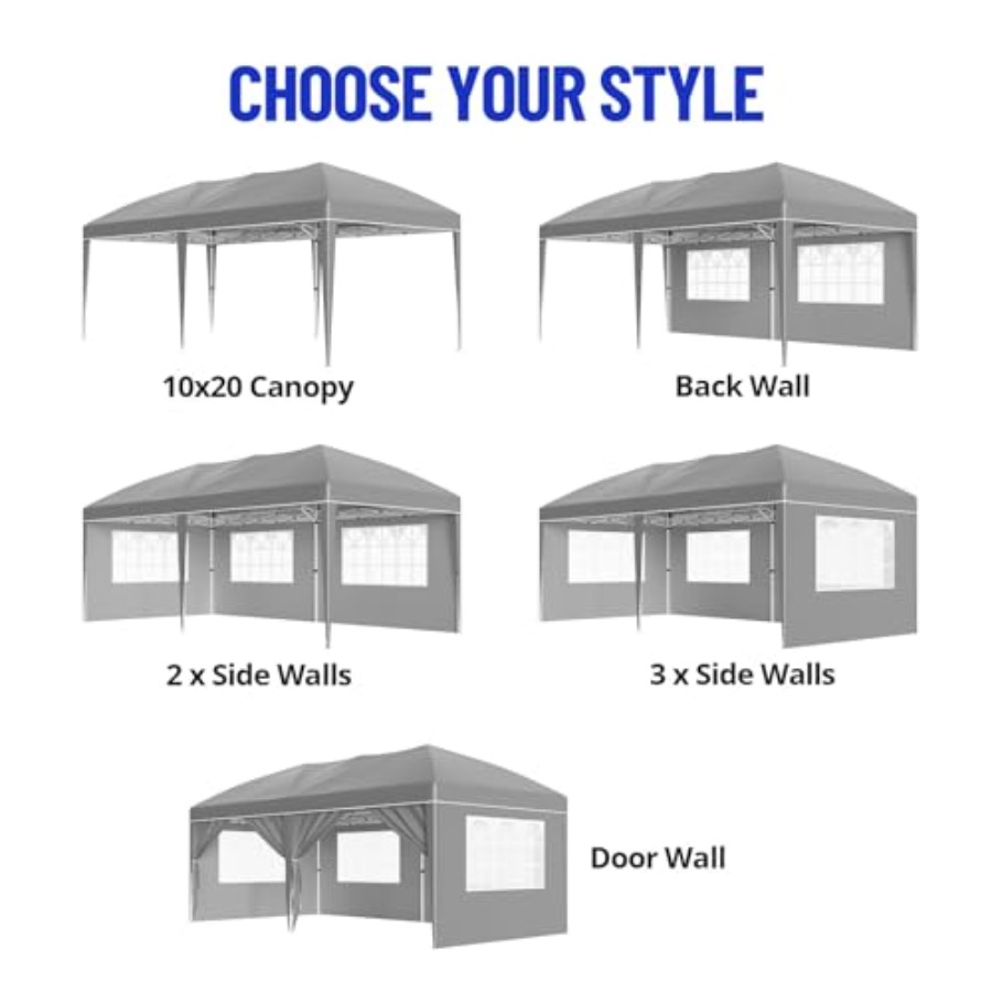 10x20 Pop Up Canopy with 6 Sid - Gazebo Pop Up のレビューと価格