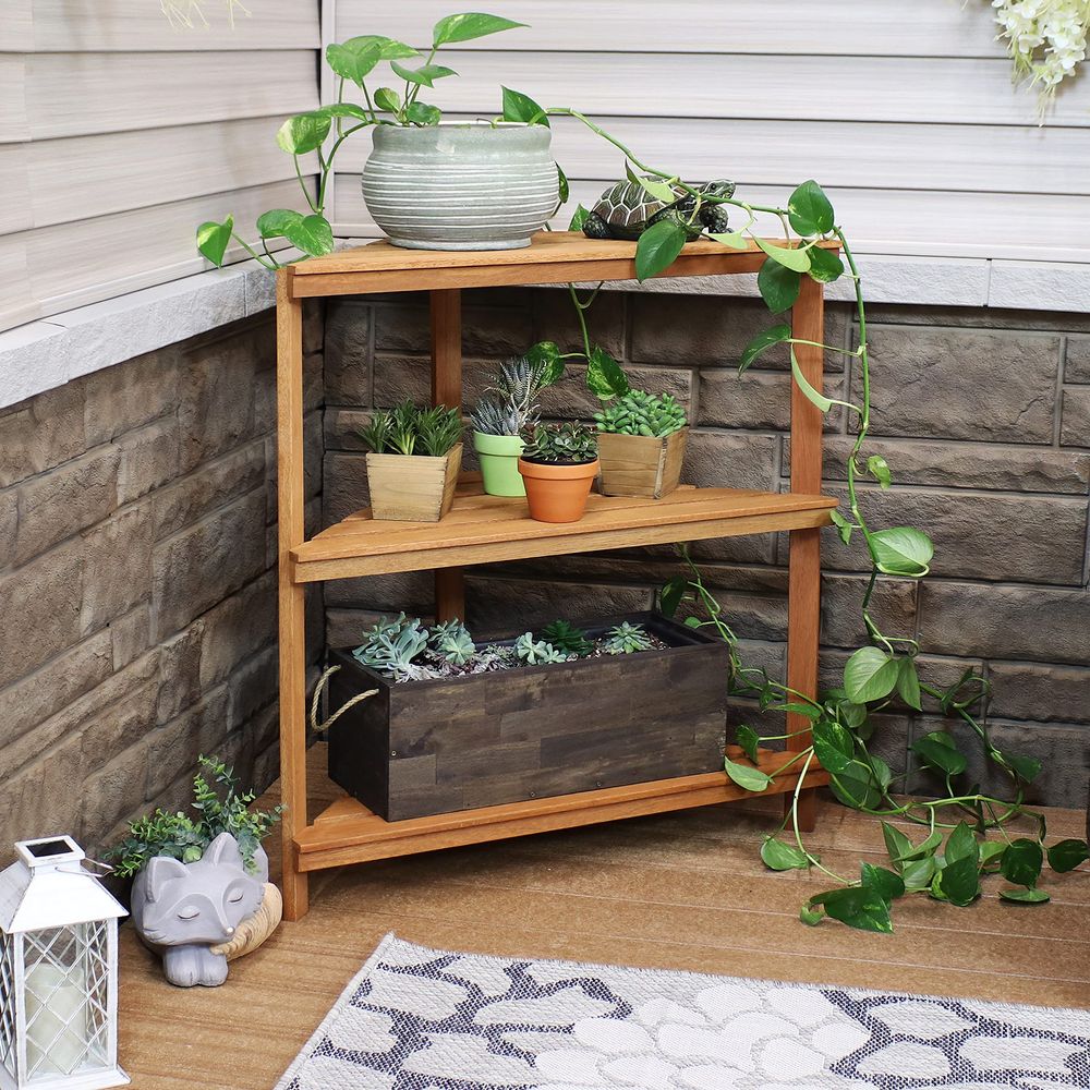 Meranti Wood 3Tier Corner Plan - Outdoor Furniture Oil Teak のレビューと価格