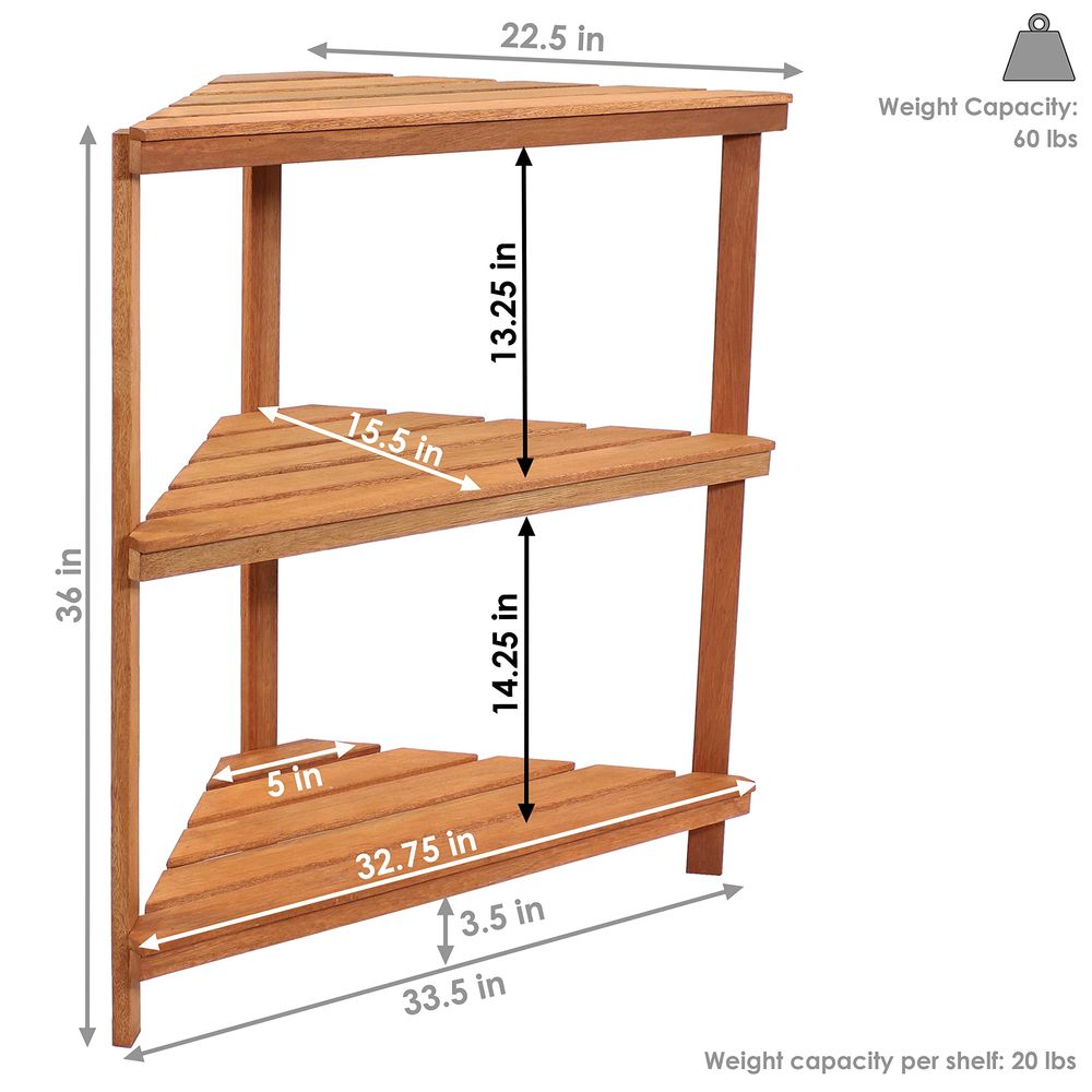 Meranti Wood 3Tier Corner Plan - Outdoor Furniture Oil Teak のレビューと価格