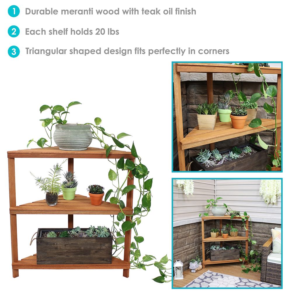 Meranti Wood 3Tier Corner Plan - Outdoor Furniture Oil Teak のレビューと価格