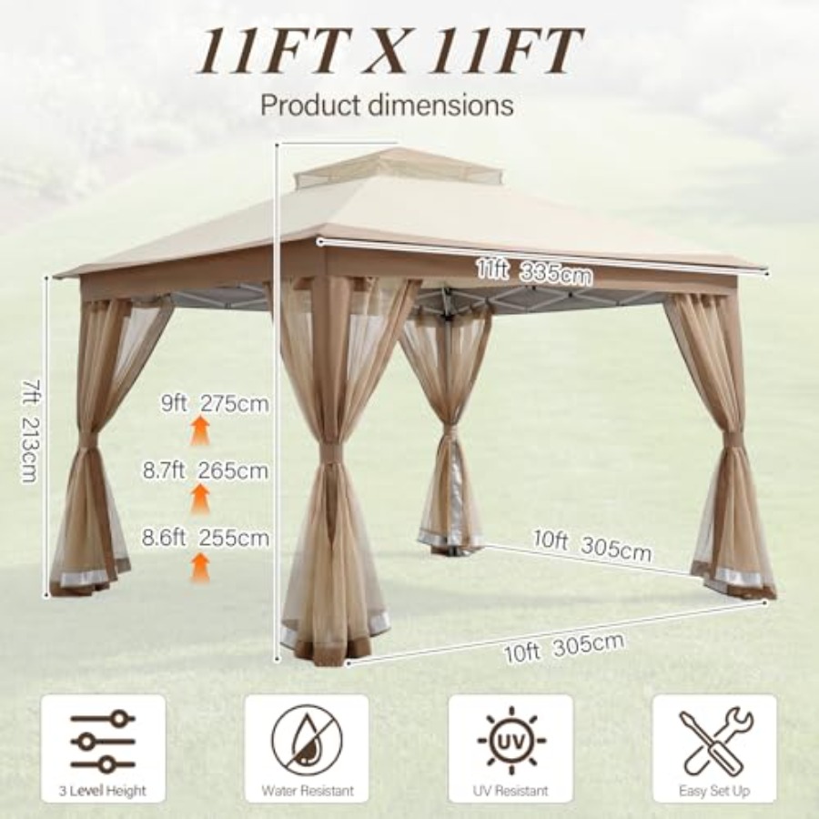 11x11 Pop Up Gazebo for patio  - Gazebo Pop Up のレビューと価格