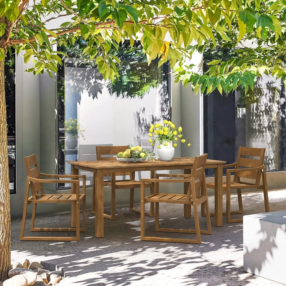 5-Piece Outdoor Dining Set, Pa - Outdoor Furniture Oil Teak のレビューと価格