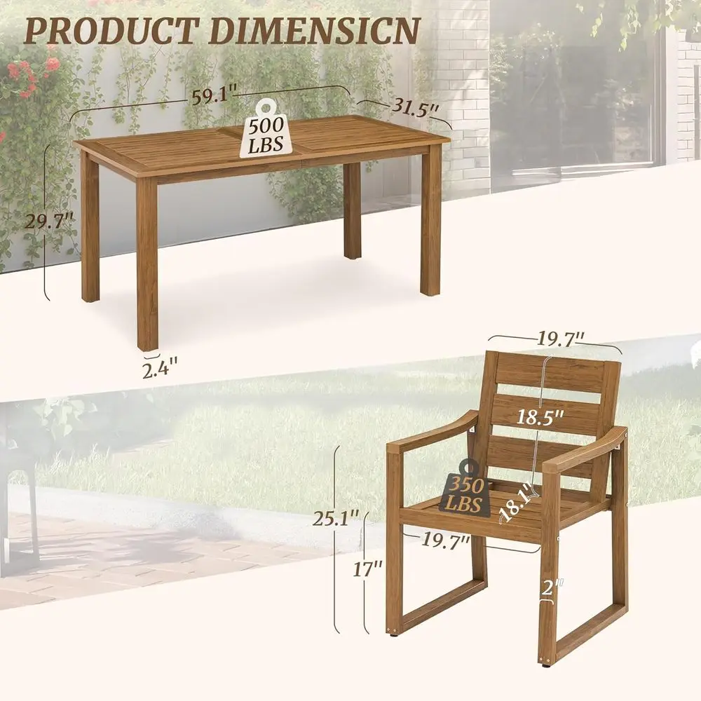 5-Piece Outdoor Dining Set, Pa - Outdoor Furniture Oil Teak のレビューと価格