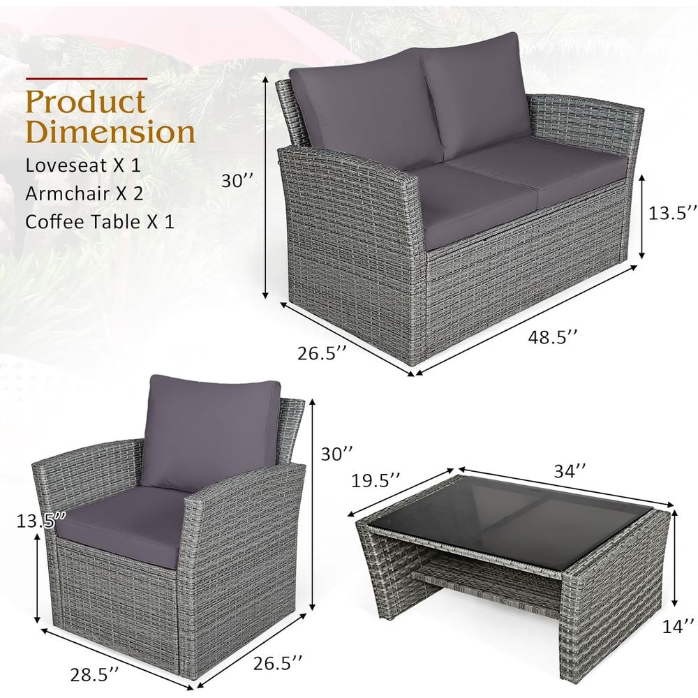 All-Weather Grey Rattan Patio  - Outdoor Furniture Grey のレビューと価格