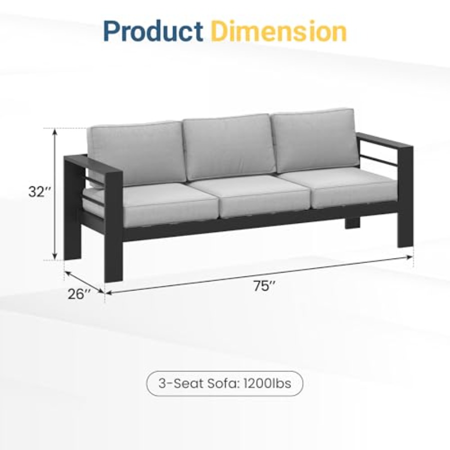 Metal Patio Furniture Sofa for - Outdoor Furniture Grey のレビューと価格