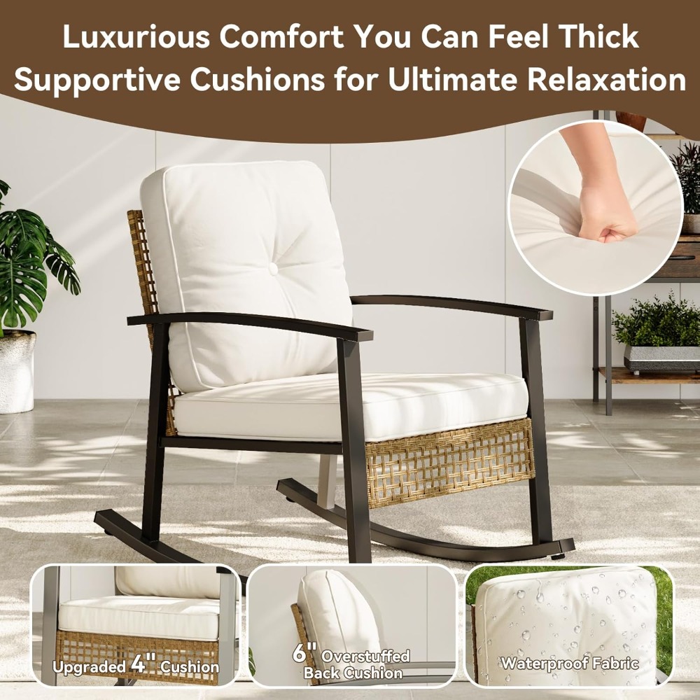 3-Piece Rattan Rocking Bistro  - Outdoor Furniture Europe のレビューと価格