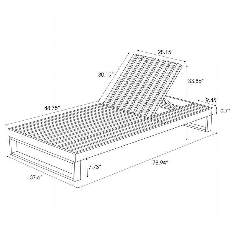 Acacia Wood Chaise Lounge with - Outdoor Furniture Grey のレビューと価格