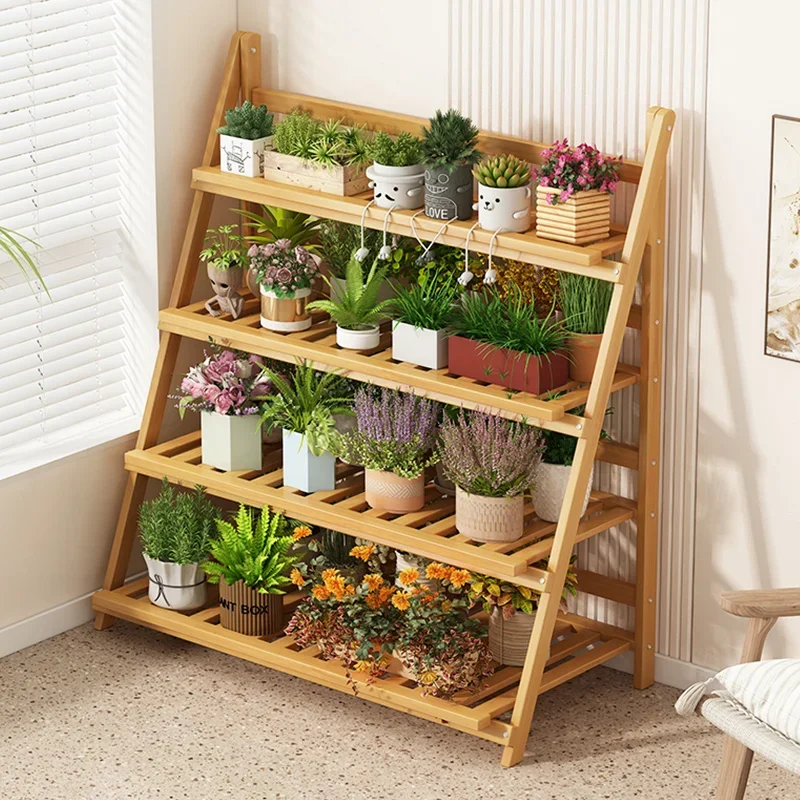 Solid Wood Flower Shelf Plant  - Outdoor Furniture Balcony のレビューと価格