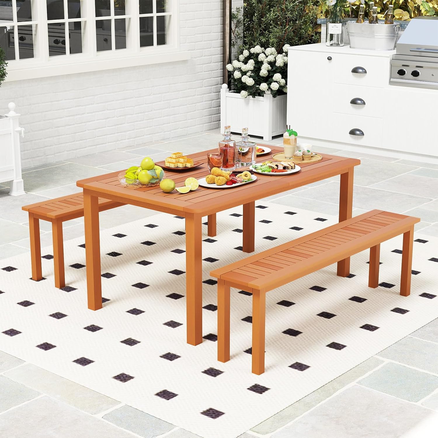 3 Piece Solid Wood Patio Dinin - Outdoor Furniture Oil Teak のレビューと価格