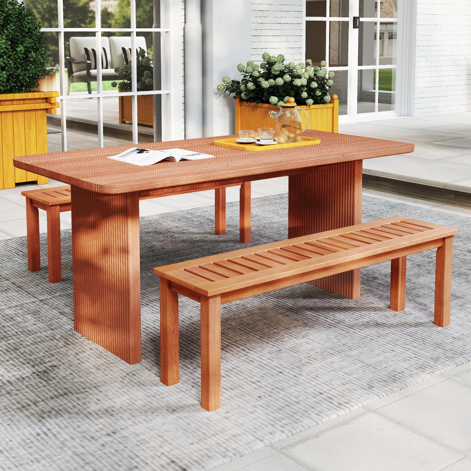 47 Inch Outdoor Slatted Bench  - Outdoor Furniture Oil Teak のレビューと価格