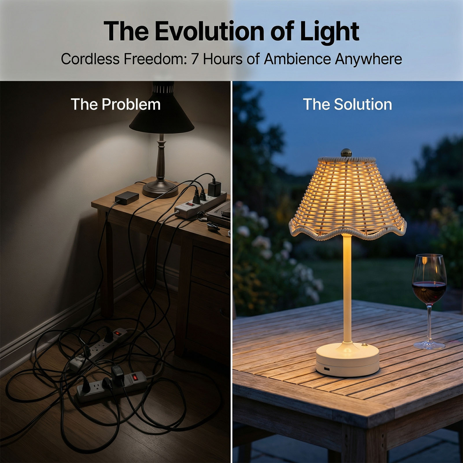 LED Vintage Rattan Table Lamp  - Outdoor Furniture Sale のレビューと価格