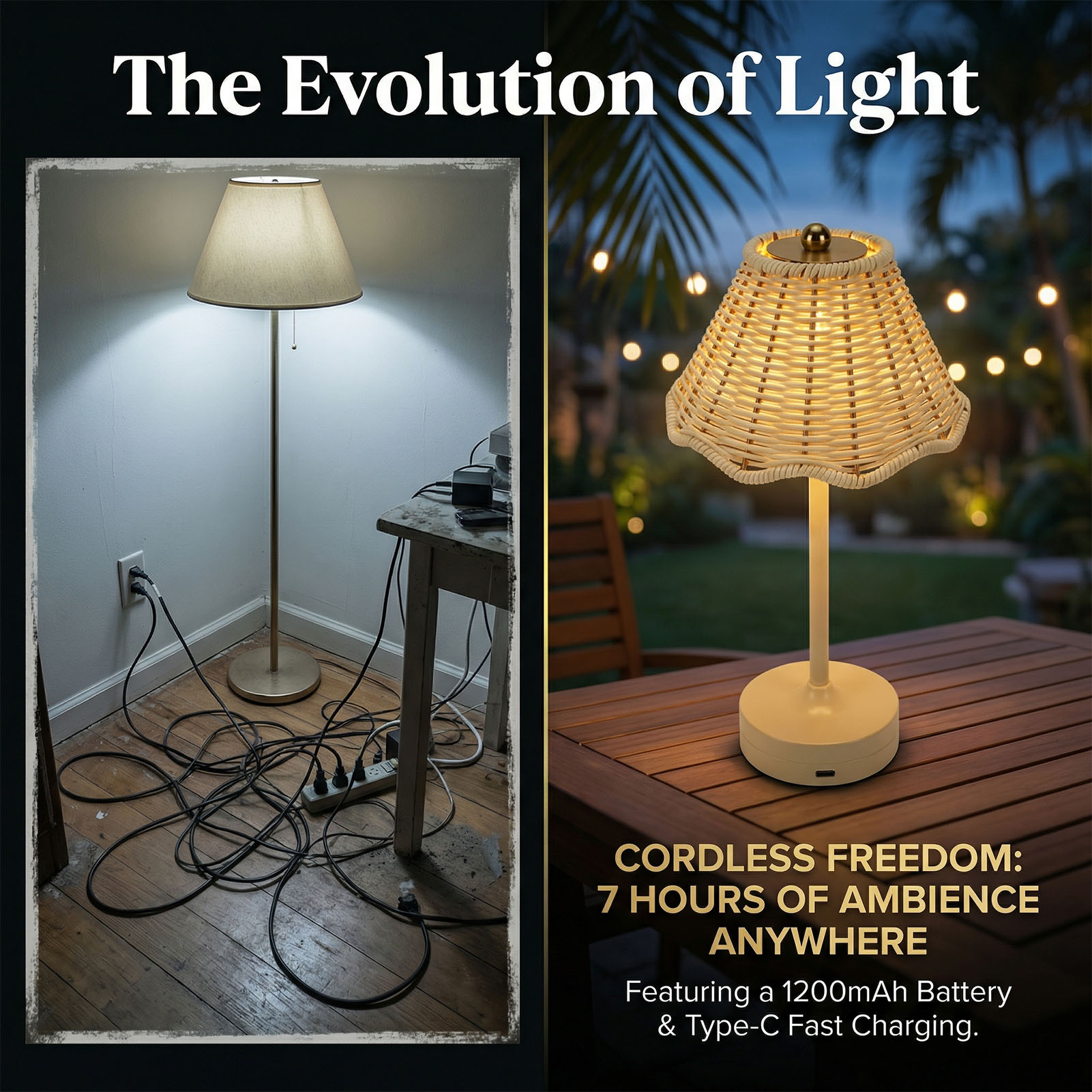 LED Vintage Rattan Table Lamp  - Outdoor Furniture Sale のレビューと価格