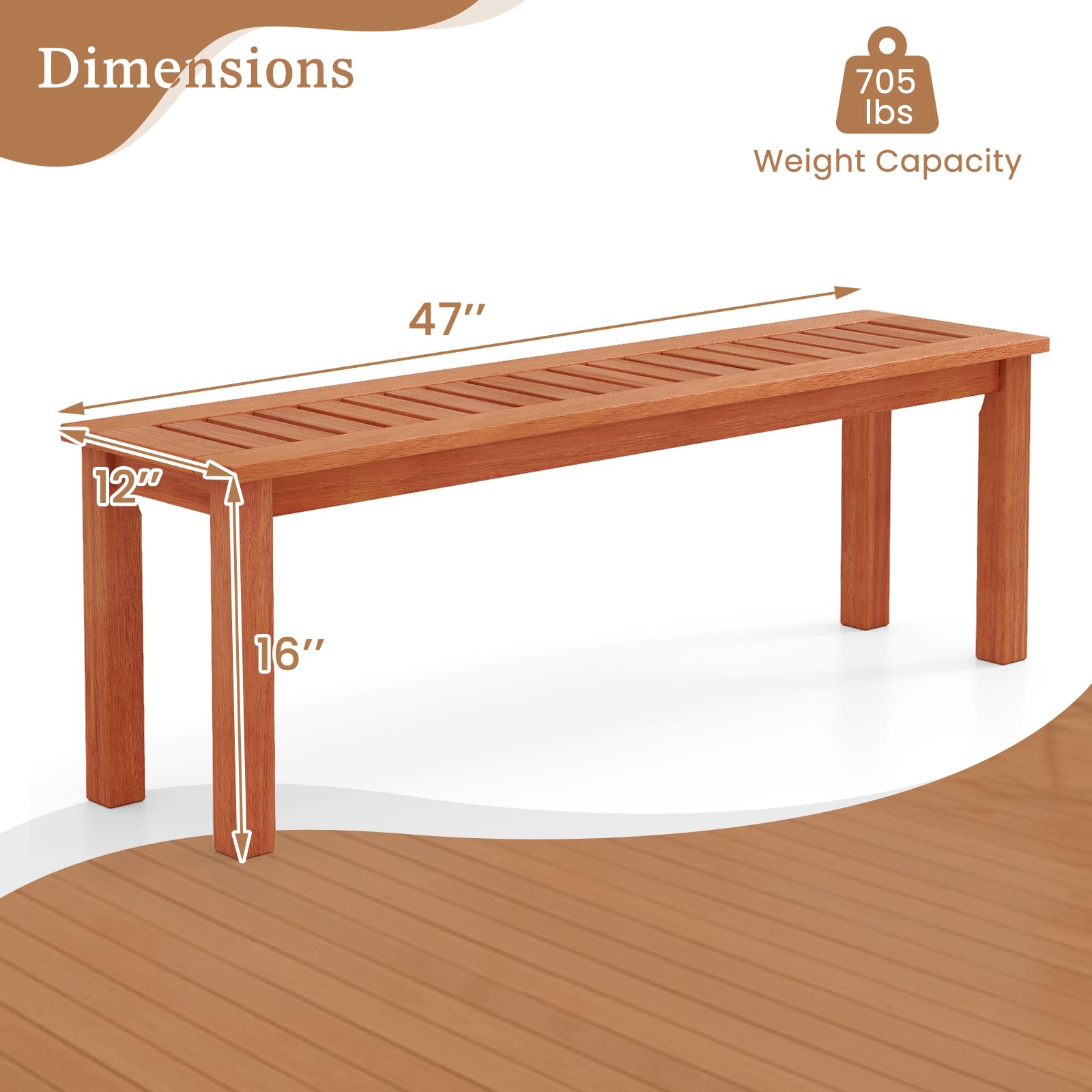 47 Inch Outdoor Slatted Bench  - Outdoor Furniture Oil Teak のレビューと価格