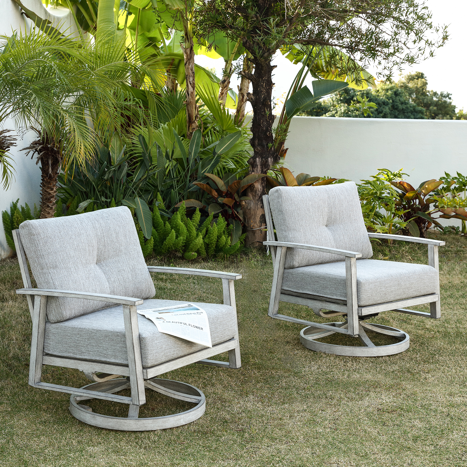 SeeHill Outdoor Swivel Patio C - Outdoor Furniture Metal Chairs のレビューと価格