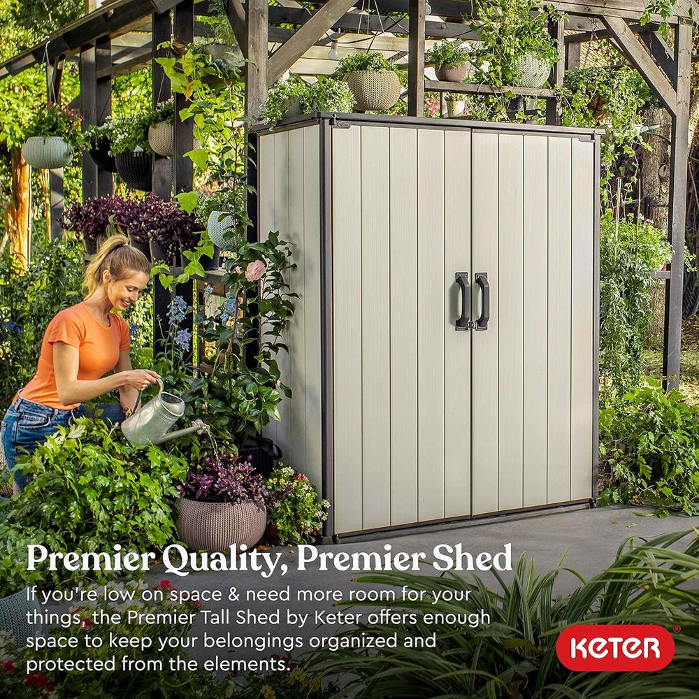 Resin Outdoor Storage Shed, 4. - Outdoor Furniture Grey のレビューと価格