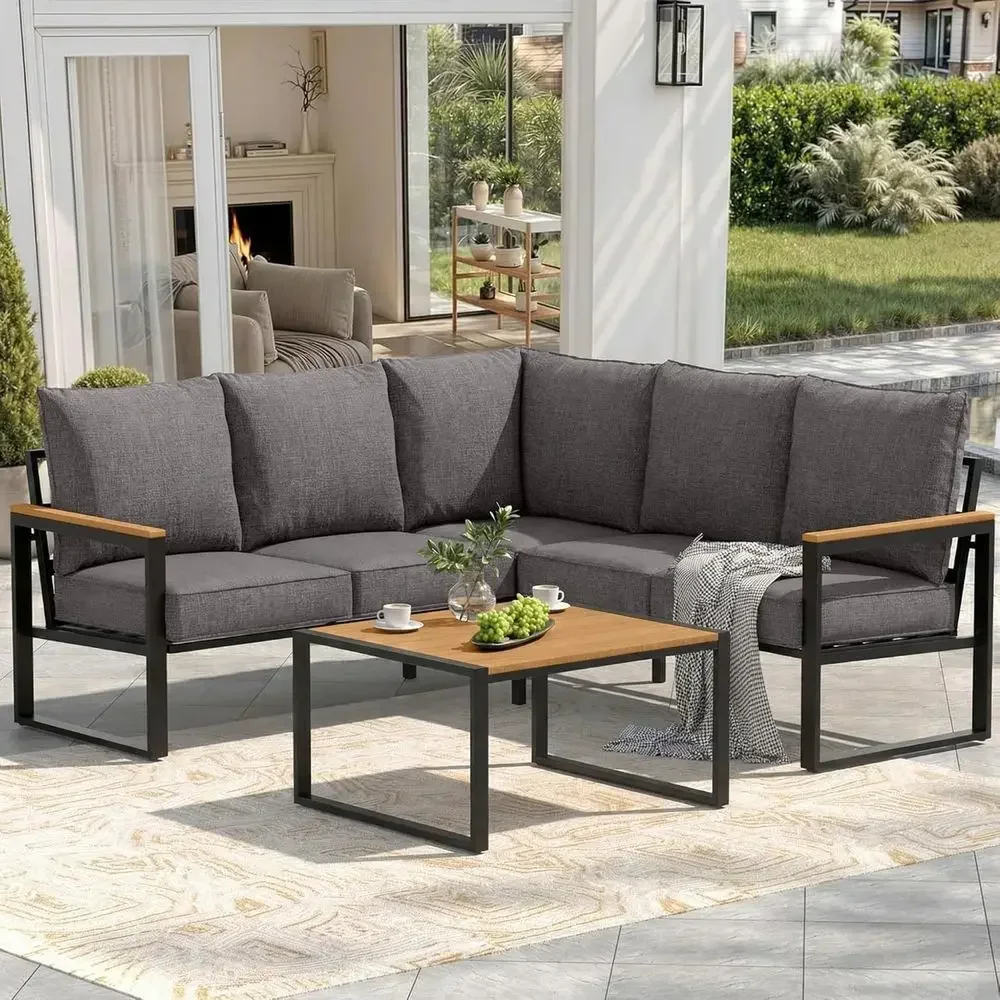 6-Piece Outdoor Sectional Sofa - Outdoor Furniture Grey のレビューと価格