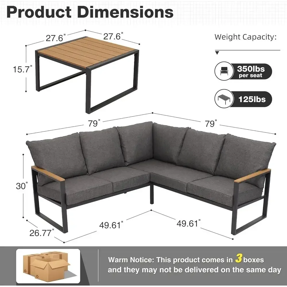 6-Piece Outdoor Sectional Sofa - Outdoor Furniture Grey のレビューと価格
