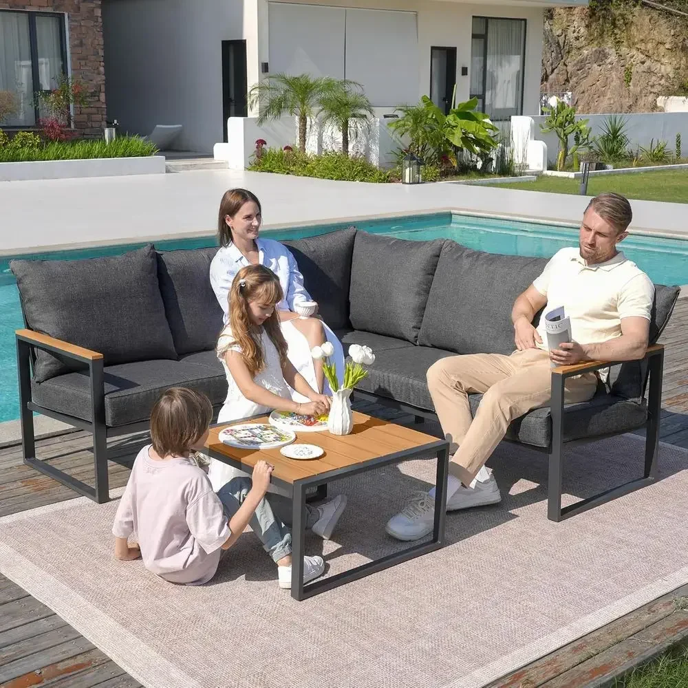 6-Piece Outdoor Sectional Sofa - Outdoor Furniture Grey のレビューと価格