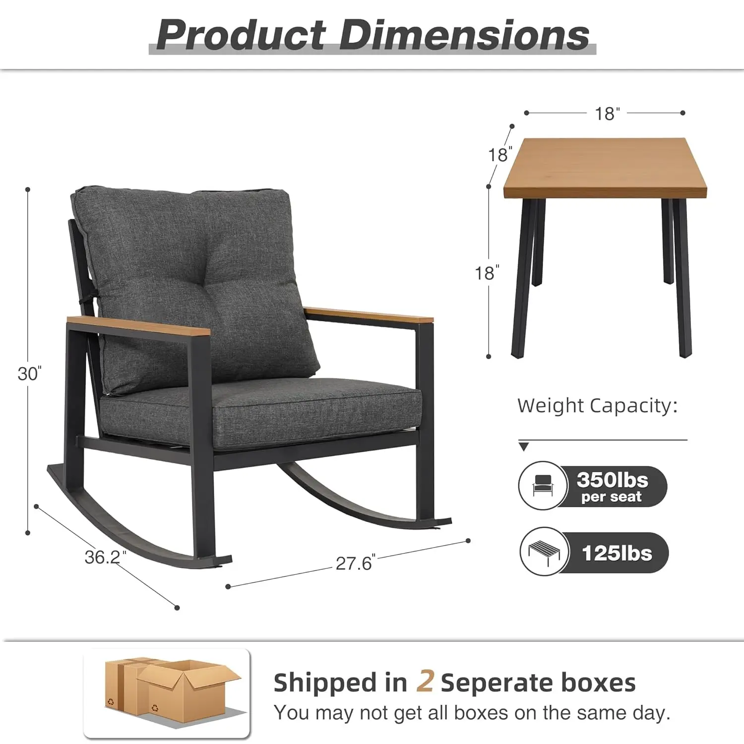 3pc Rocking Bistro Set Outdoor - Outdoor Furniture Balcony のレビューと価格