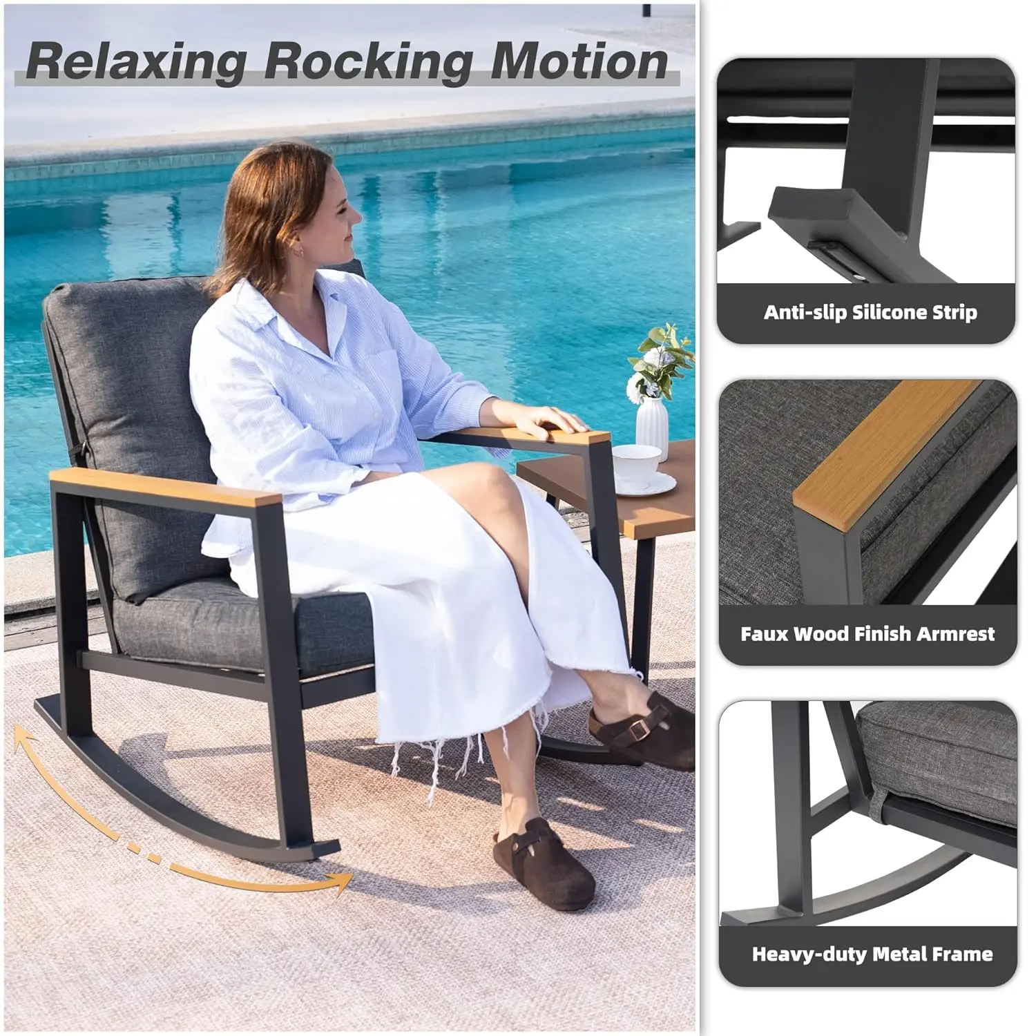 3pc Rocking Bistro Set Outdoor - Outdoor Furniture Balcony のレビューと価格