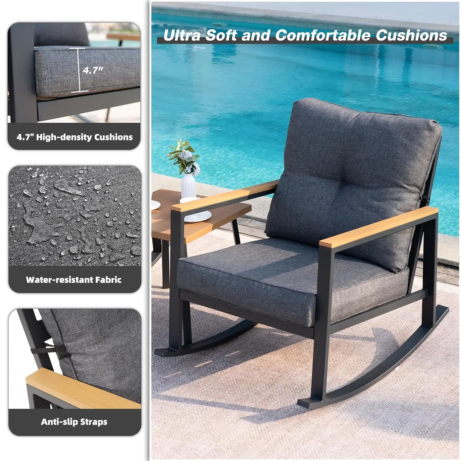 3pc Rocking Bistro Set Outdoor - Outdoor Furniture Balcony のレビューと価格