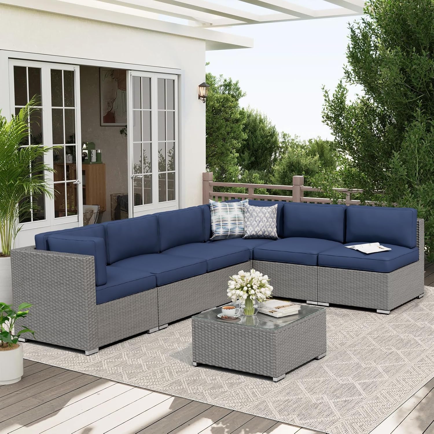 7-Piece Outdoor Patio Furnitur - Outdoor Furniture Grey のレビューと価格