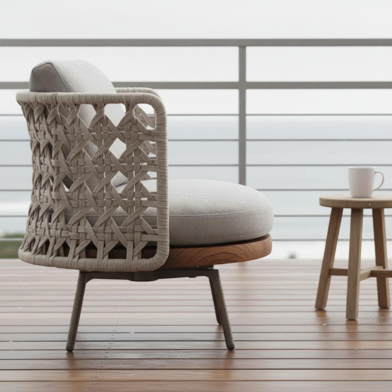 3 Pieces Teak Armchair Nordic  - Outdoor Furniture Metal Chairs のレビューと価格