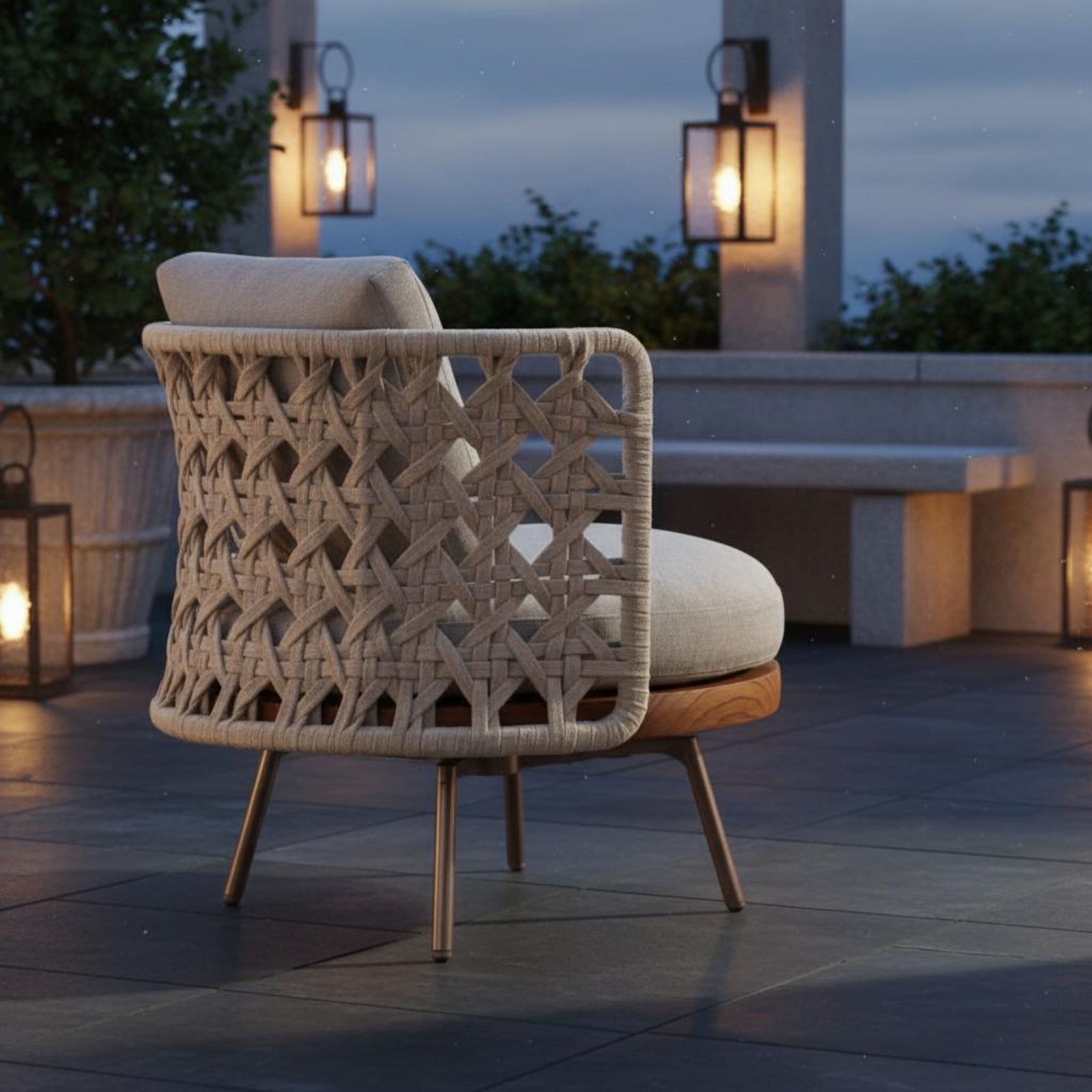 3 Pieces Teak Armchair Nordic  - Outdoor Furniture Metal Chairs のレビューと価格