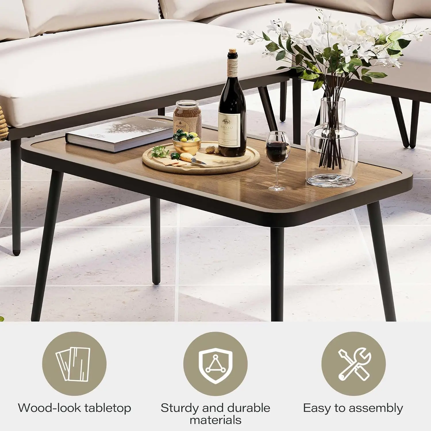 4 Piece Rattan Outdoor Furnitu - Outdoor Furniture Balcony のレビューと価格