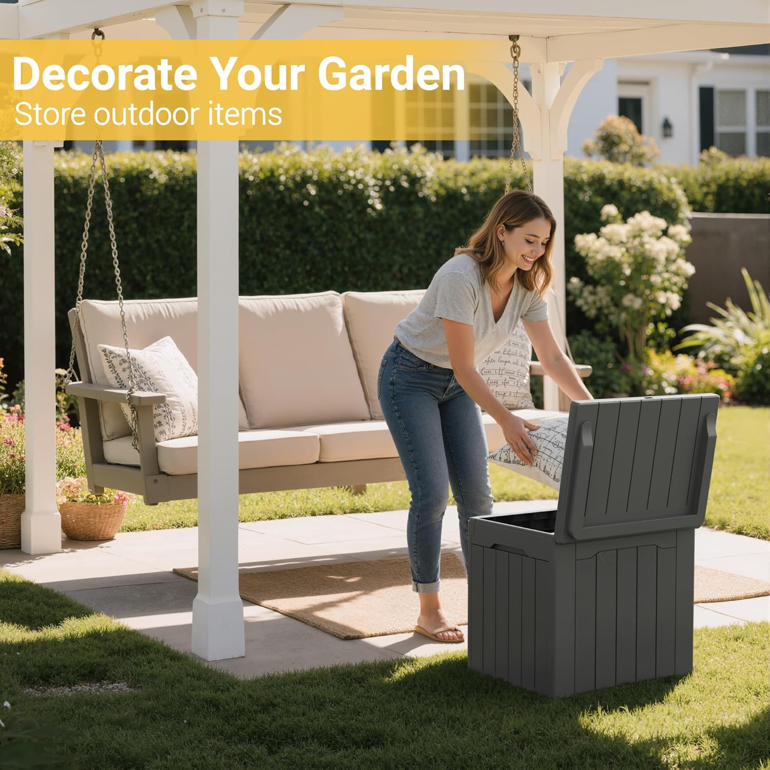 31 Gallon Outdoor Storage Box  - Outdoor Furniture Grey のレビューと価格