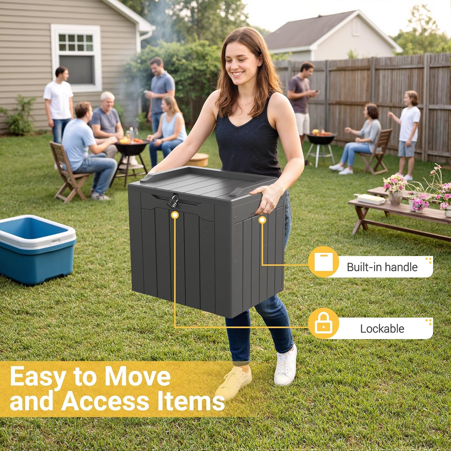 31 Gallon Outdoor Storage Box  - Outdoor Furniture Grey のレビューと価格