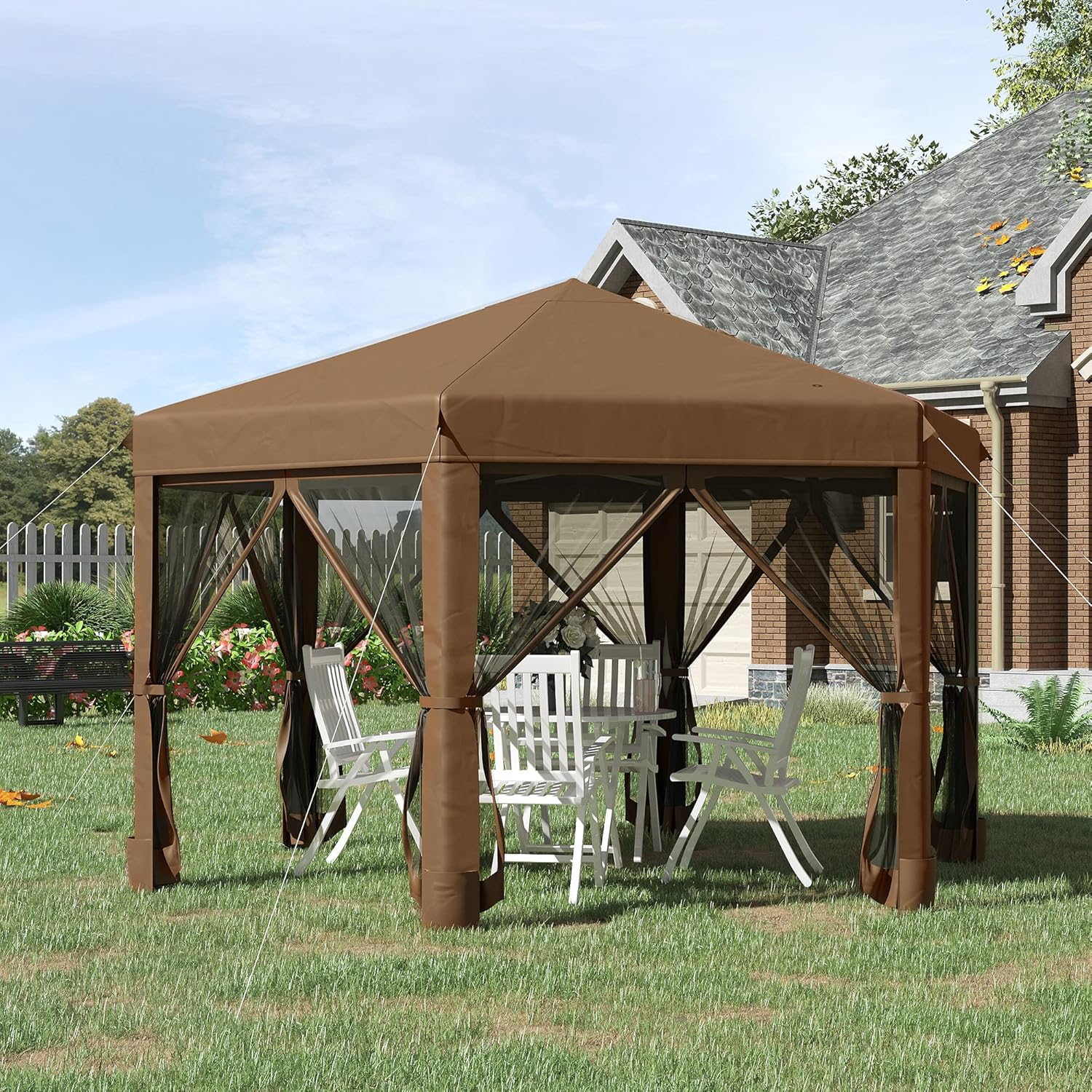 13x11ft Hexagonal Pop Up Gazeb - Gazebo Pop Up のレビューと価格