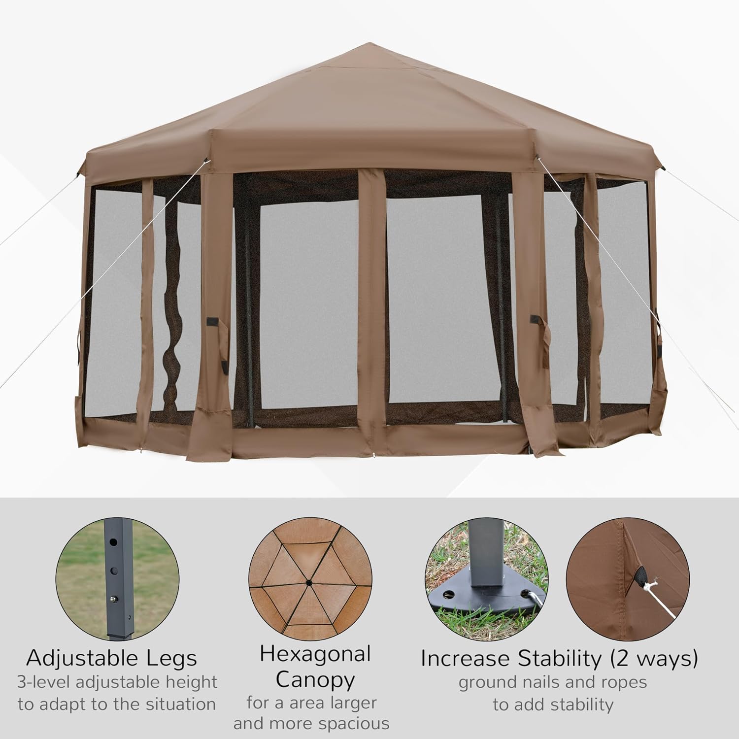 13x11ft Hexagonal Pop Up Gazeb - Gazebo Pop Up のレビューと価格
